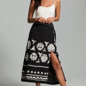 Embroidered Wrap Skirt